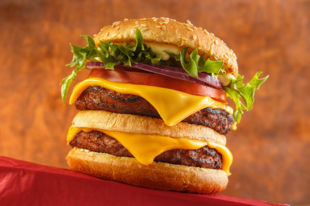 Klasický dvojitý Cheeseburger - Fotografie, Obrázek