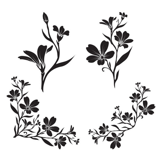 Chickweed graphic flower silhouettes - Vector, Image