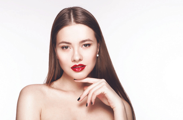 woman with red lips  - 写真・画像