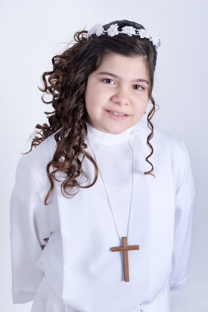 Little girl posing for the first communion - Photo, Image