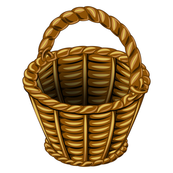 Wicker basket made of wicker on an empty background - Vector, Image
