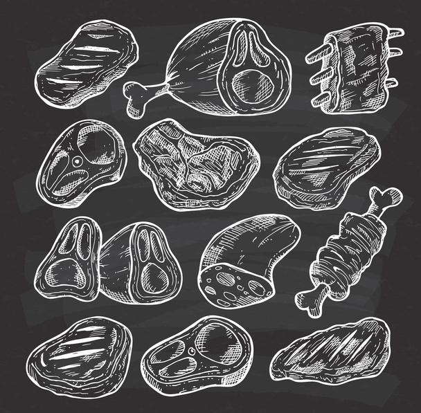 Набор мясных продуктов
 - Вектор,изображение