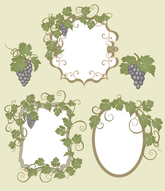 Set of frames with vines in vintage style. - Vector, Image