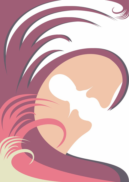 man and woman lovers faces silhouette - Vector, afbeelding