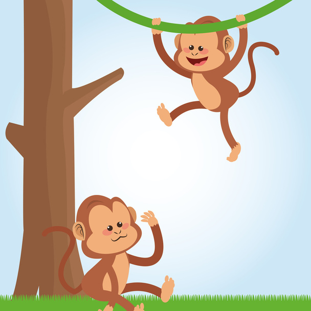 Μαϊμού έννοια σχεδιασμού, των ζώων και κινούμενων σχεδίων - Διάνυσμα, εικόνα