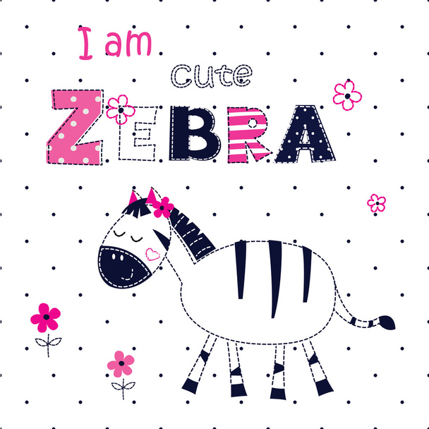 Background with cute zebra  - Vektör, Görsel