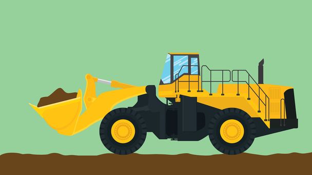 bulldozer illustratie met groene achtergrond - Vector, afbeelding
