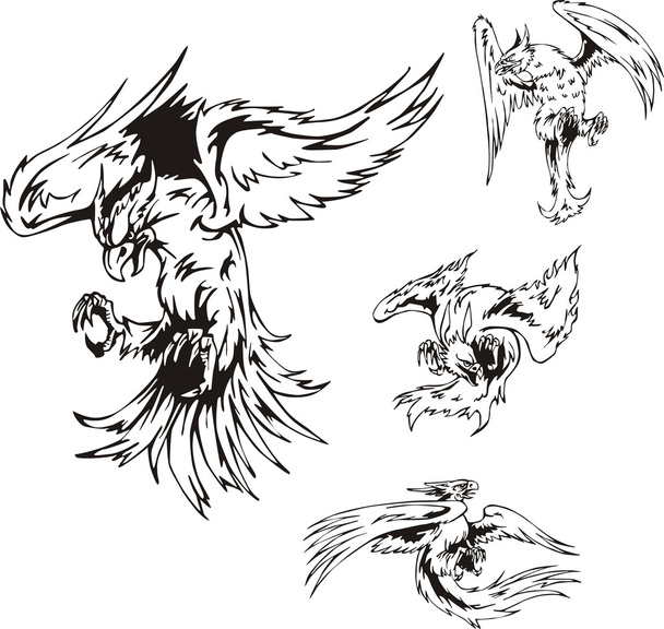Tatuajes de aves depredadoras
 - Vector, imagen