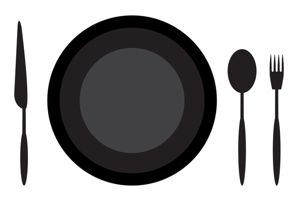 Étkezési etikett tányér kanál kést és a villát - Vektor, kép