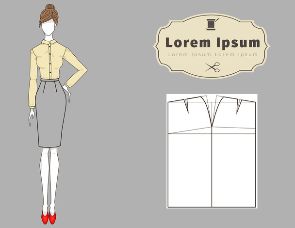 model and pattern skirt - Vektor, obrázek