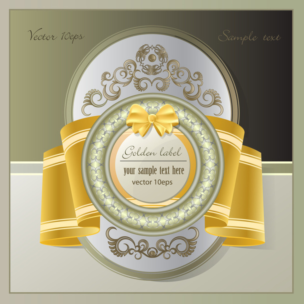 Gold label in vintage style - Vector, Imagen