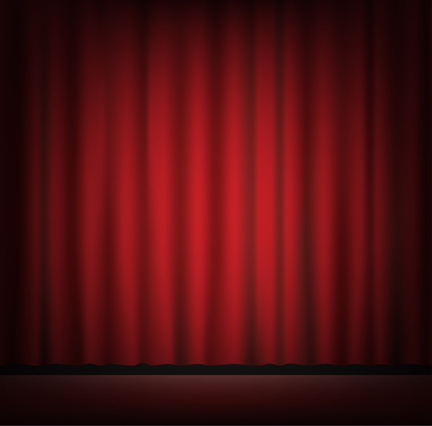 podium met rode gordijn backgrond - Vector, afbeelding