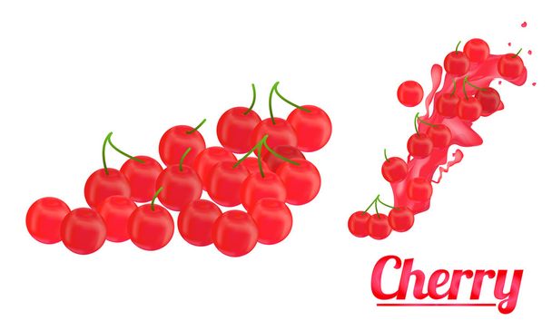 cherry on a white background - Wektor, obraz