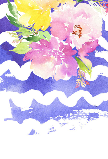Greeting card with flowers - Фото, изображение