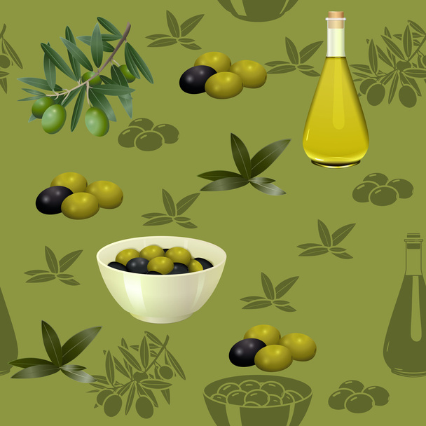 seamless pattern with olives and branches - ベクター画像