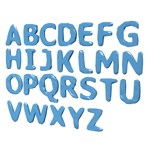 Alphabet in Low Poly Style on white background.3D Rendering - Photo, Image