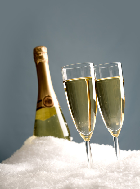šampaňské ve sněhu - Fotografie, Obrázek