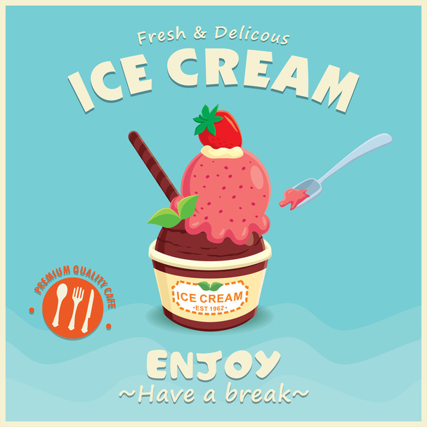 Vintage Ice Cream poster design - ベクター画像