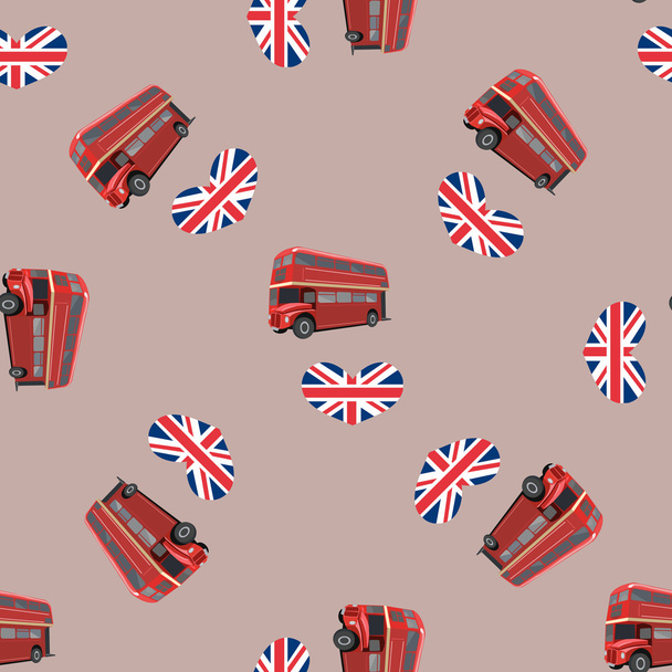 pattern british travel europe on gray - Vector, Image