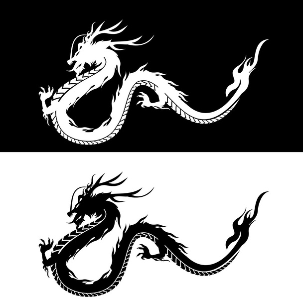 silhueta do dragão chinês
 - Vetor, Imagem