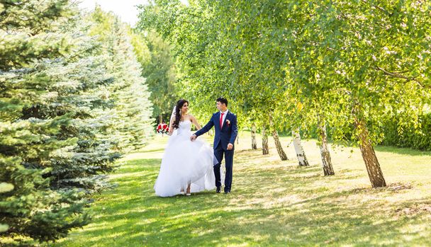 Güzel genç Düğün çifti açık havada - Fotoğraf, Görsel