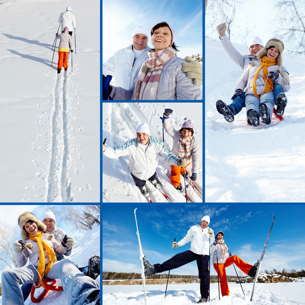 Esquiadores en parque
 - Foto, imagen