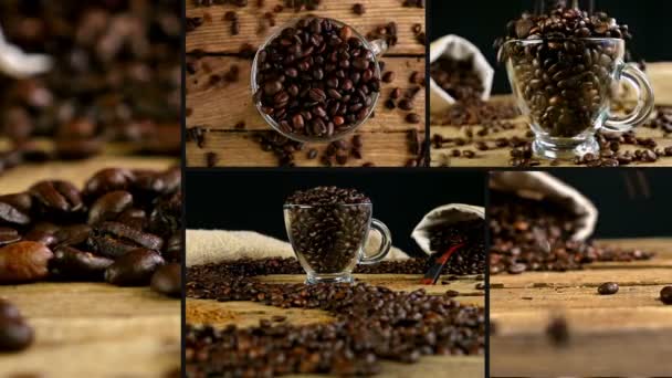 Μοντάζ συλλογή clip που δείχνουν έκχυση καφέ - Πλάνα, βίντεο