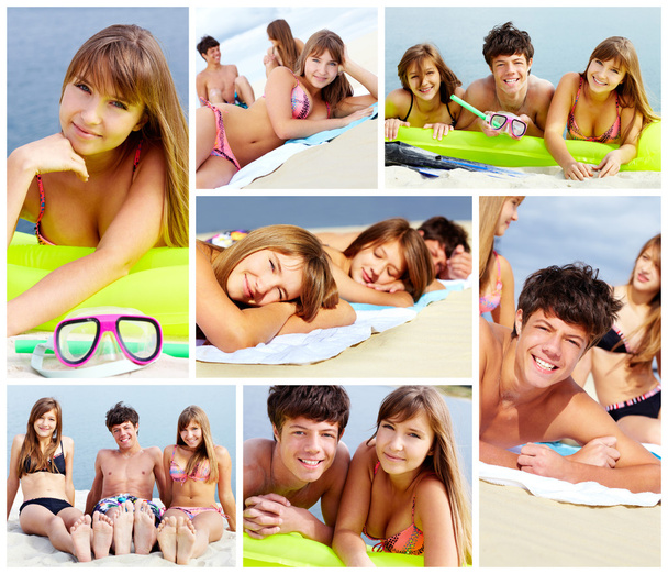 Nastolatki na plaży - Zdjęcie, obraz