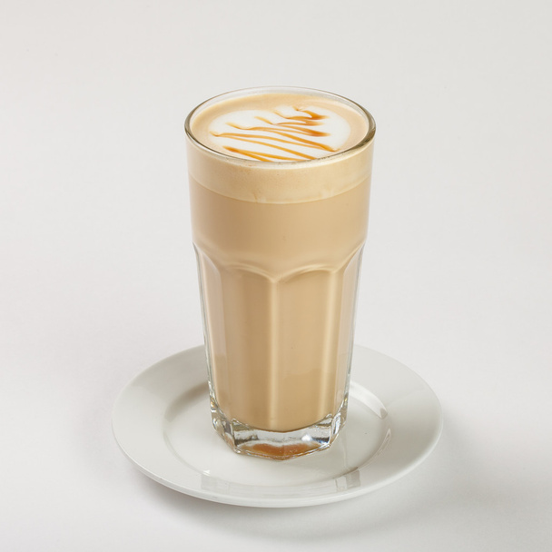 Delicious latte in a tall glass - Фото, изображение