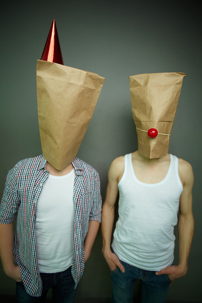 Guys in paper bags - Photo, Image