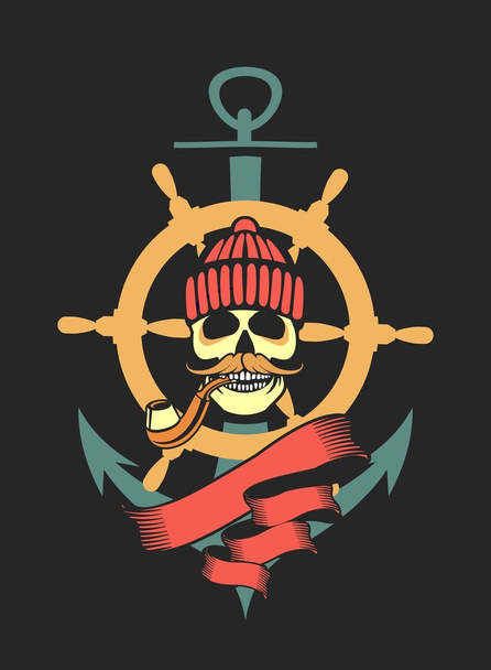 Calavera emblema marino
 - Vector, Imagen