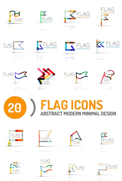 Vlajka ikonu logo sada, lineární design - Vektor, obrázek