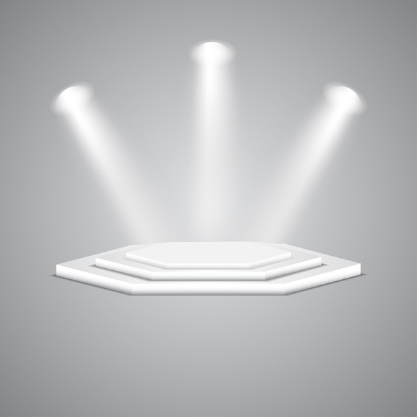 Multi-faceted podium with spotlights. - Vector, Image
