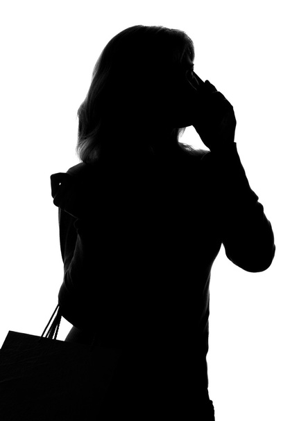 silhouette d'une femme avec sacs à provisions
  - Photo, image
