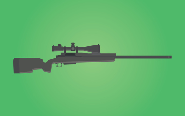 sniper rifle gun isolated with green background - Vektör, Görsel