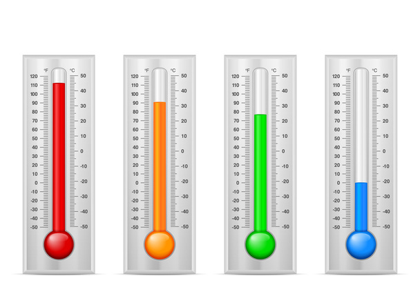 Thermometer set on white  - Vetor, Imagem
