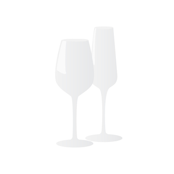 Dois copos isolados em fundo branco. Copos de vinho
. - Vetor, Imagem