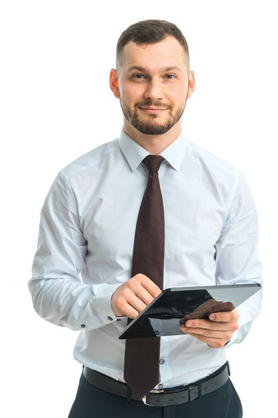 Businessman holding tablet in hands - Foto, afbeelding