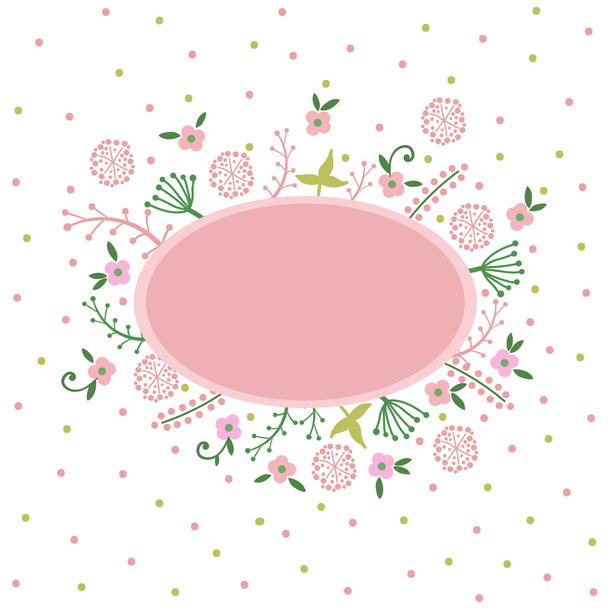 Spring or summer party invitation, greeting card template or poster. Nature flower set design vector illustration plant. - Vector, imagen