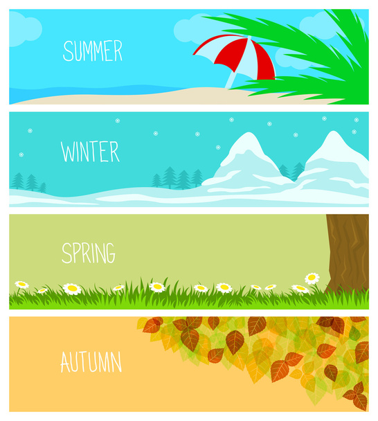 Jahreszeiten, Hintergründe, Sommer, Winter, Frühling, Herbst - Vektor, Bild