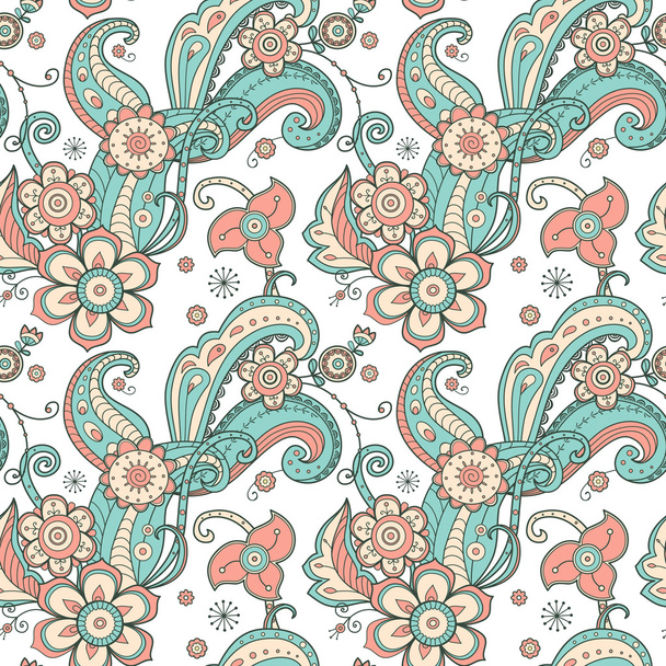 Doodle floral seamless pattern - Vector, Imagen