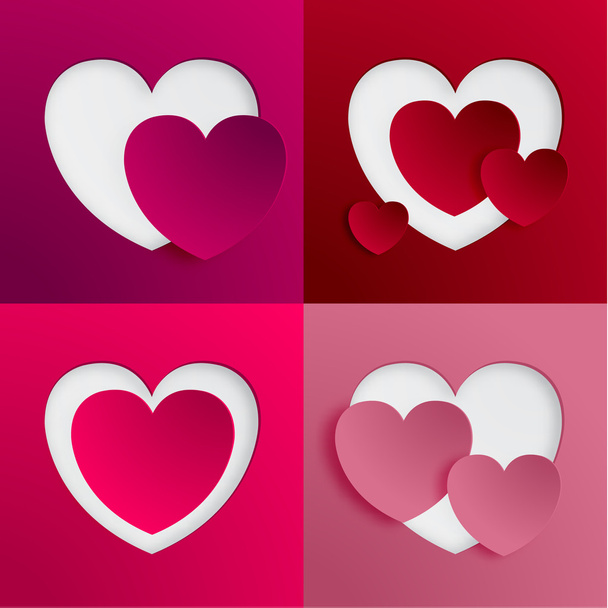 Heart Shape Valentine's Day Paper Cut-out Vector - Вектор,изображение