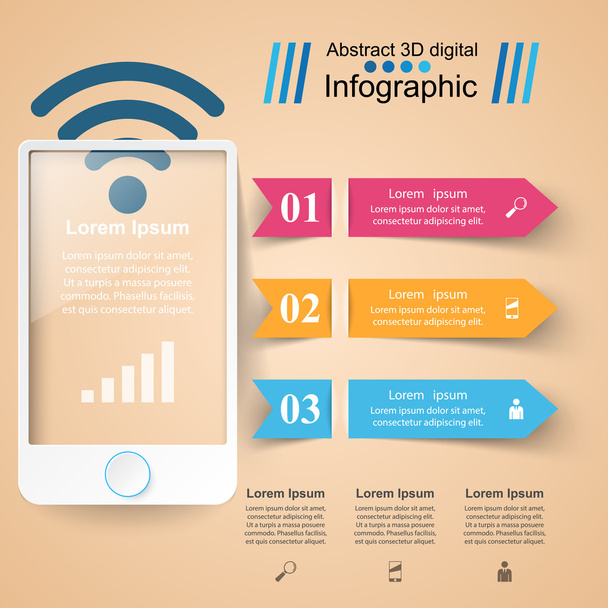 Business Infographics origami style Vector illustration. Smartphone icon. - Vector, Image