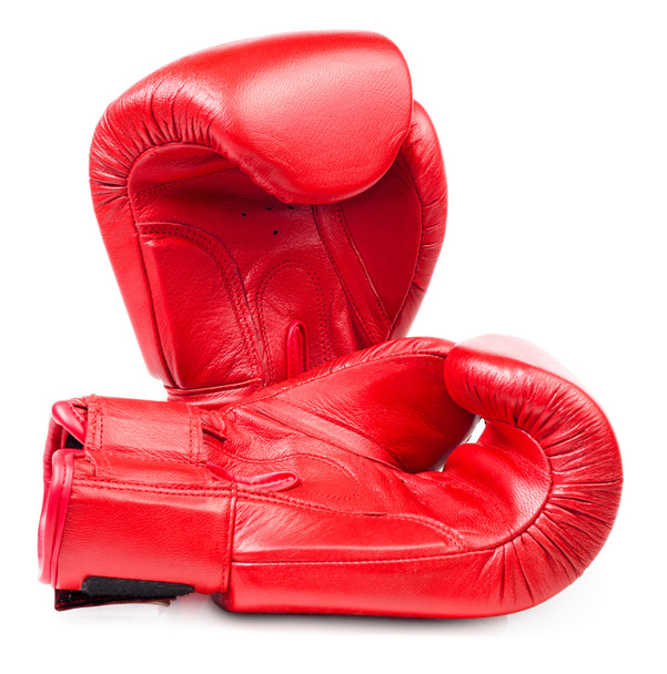 Red leather boxing gloves isolated - Фото, зображення
