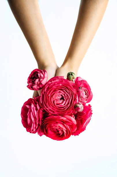 bouquet of red ranunculus or roses  - Photo, Image