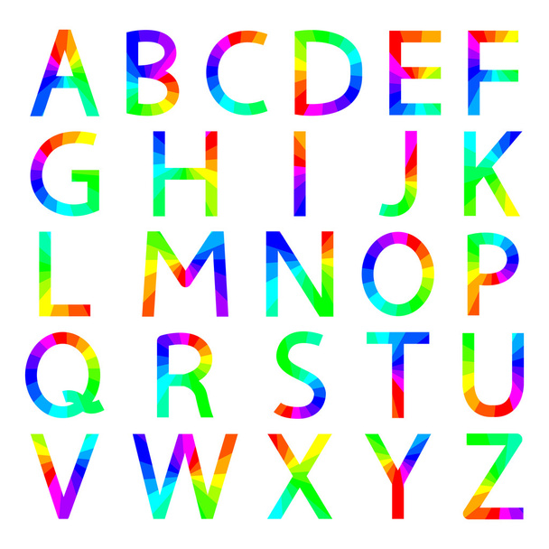 Rainbow letters of the alphabet, vector illustration. - Vector, Image
