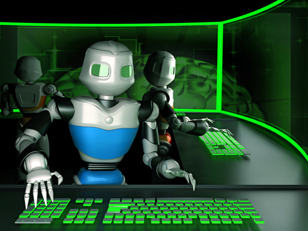 Ai robot piacciono le persone che lavorano in ufficio. intelli artificiali
 - Foto, immagini
