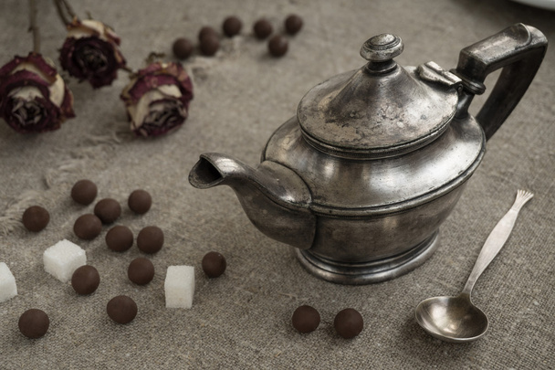 Ancient silver teapot - Foto, imagen