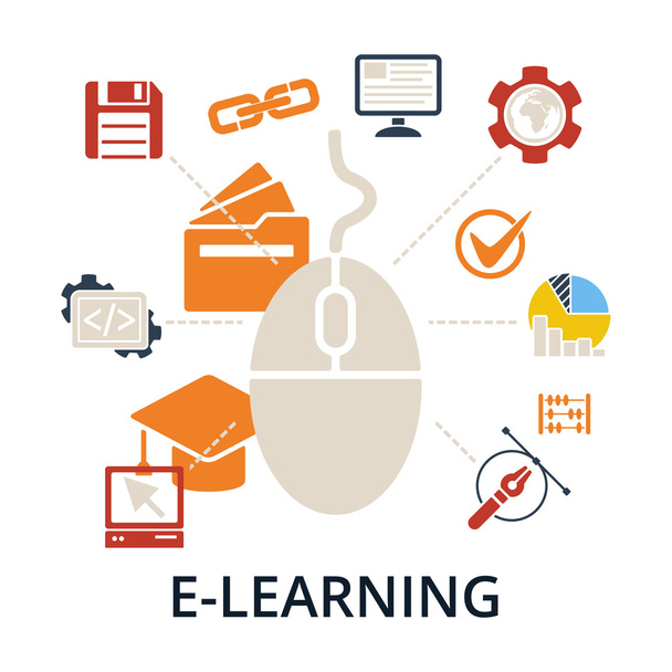 E-learning concept. Vector illustration. - Vektor, obrázek
