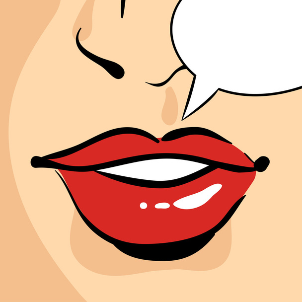 Illustration pop art dessinée à la main vectorielle de belles lèvres de femme rouge
. - Vecteur, image